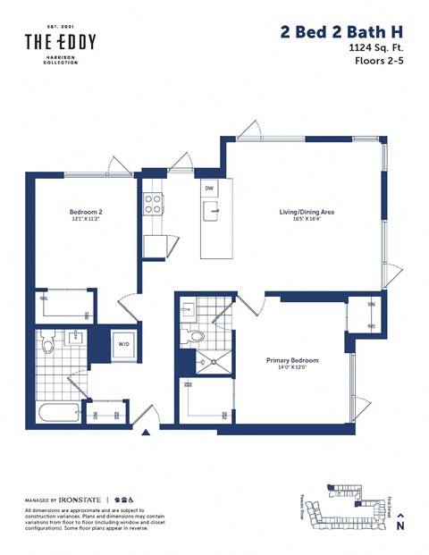 the floor plan of 2 bed 2 bath h home